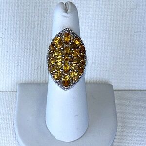 NWOT Genuine Madeira Citrine Fancy Cut Gemstone Sterling Cocktail Ring Bohemian